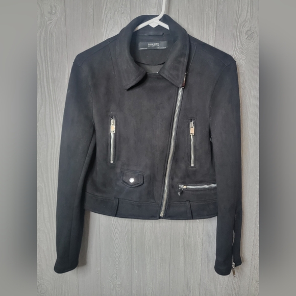 Zara Jackets & Blazers - Zara BASIC Outerwear Faux Suede Black and Silver Women's Jacket Small Call Out